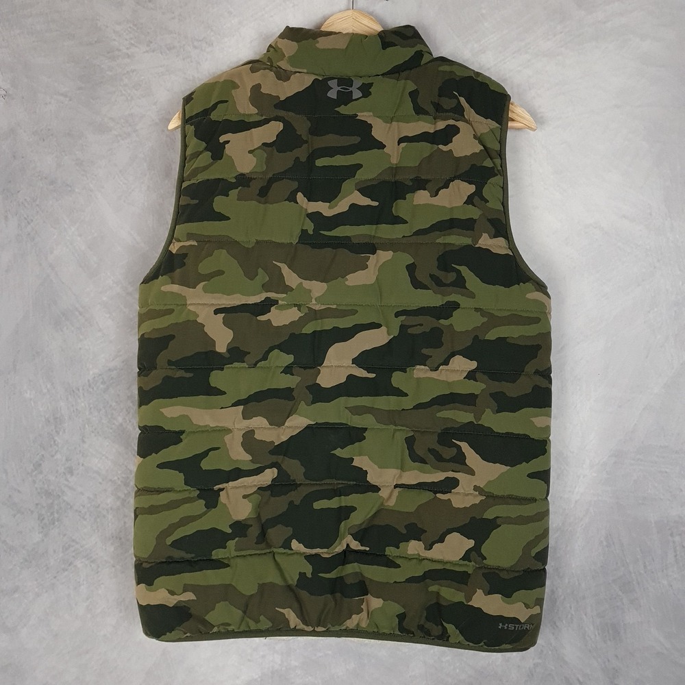 Under Armour Vest Boys XL 18-20 Green Camo Fleece Lined Puffer ColdGear Storm - Picture 9 of 16